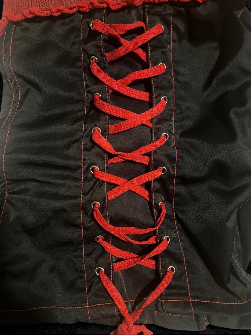 Tripp nyc Black and Red Lace-Up Corset Top - Picture 3 of 5